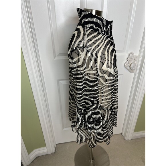 Damee Jacket Womens L Black Zebra Striped Mesh Art To Wear Artsy Lagenlook Top - Picture 4 of 10